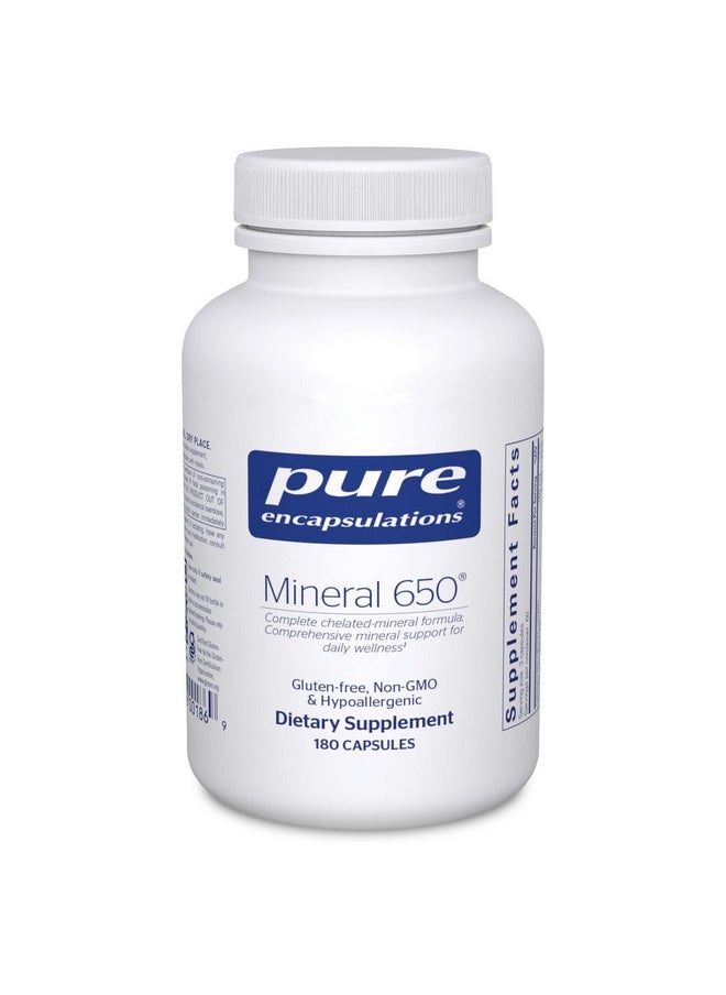 Pure Encapsulations - Mineral 650 ; Hypoallergenic Combination Of Balanced Chelated;Minerals ; 180 Capsules - Image 1