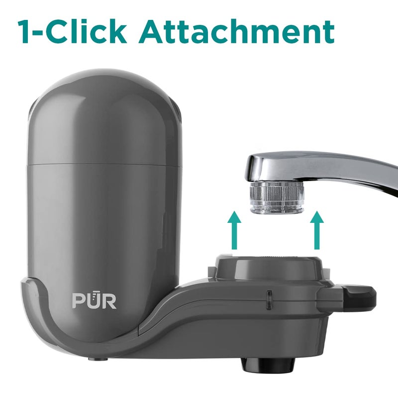 PUR Plus Vertical FaucetMount Water Filtration System LeadReducing Filter Easy Installation 100Gallon Capacity Compatible with External Aerators Grey - Image 4
