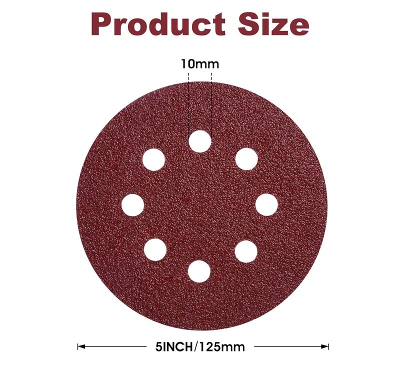 S SATC 150 PCS Sanding Discs 5-Inch 8-Hole Aluminum Oxide Sandpaper for Woodworking Hook and Loop Adhesive for Random Orbital Sander 40 Grit - Image 2