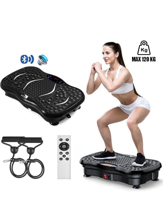 سكاي لاند لوحة اهتزازية - جهاز تمارين رياضية صغير لكامل الجسم | 1-120 مستوى سرعة | بلوتوث، جهاز تحكم عن بعد، شاشة LCD | أقصى وزن 120 كجم - أسود EM-1885 - Image 2