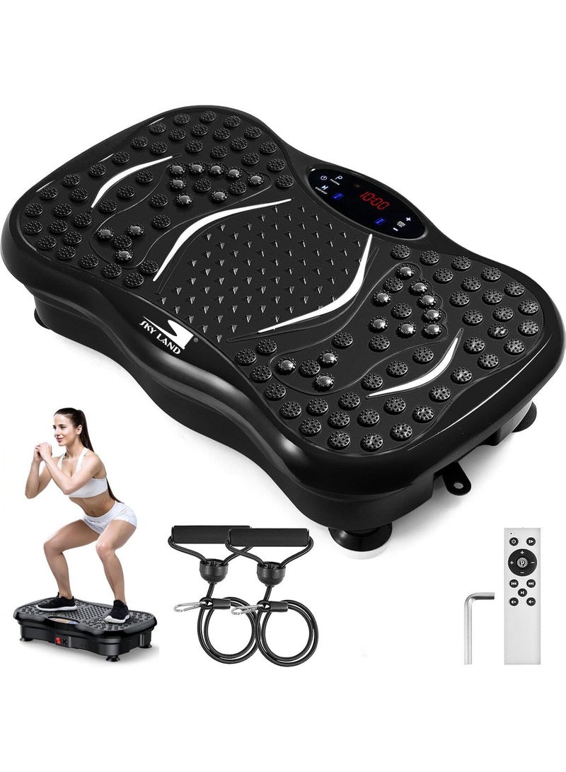 سكاي لاند لوحة اهتزازية - جهاز تمارين رياضية صغير لكامل الجسم | 1-120 مستوى سرعة | بلوتوث، جهاز تحكم عن بعد، شاشة LCD | أقصى وزن 120 كجم - أسود EM-1885 - Image 1