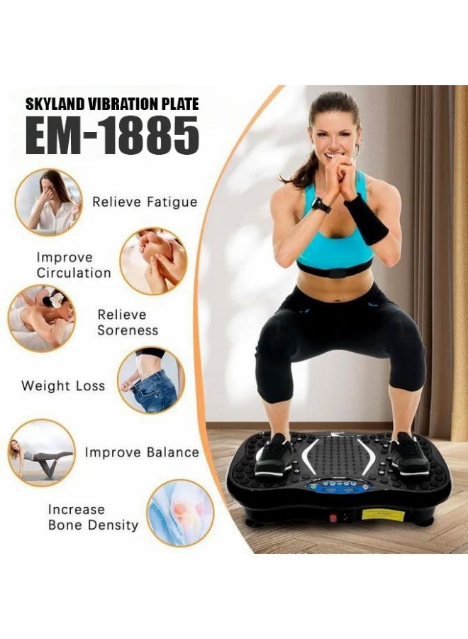 سكاي لاند لوحة اهتزازية - جهاز تمارين رياضية صغير لكامل الجسم | 1-120 مستوى سرعة | بلوتوث، جهاز تحكم عن بعد، شاشة LCD | أقصى وزن 120 كجم - أسود EM-1885 - Image 5