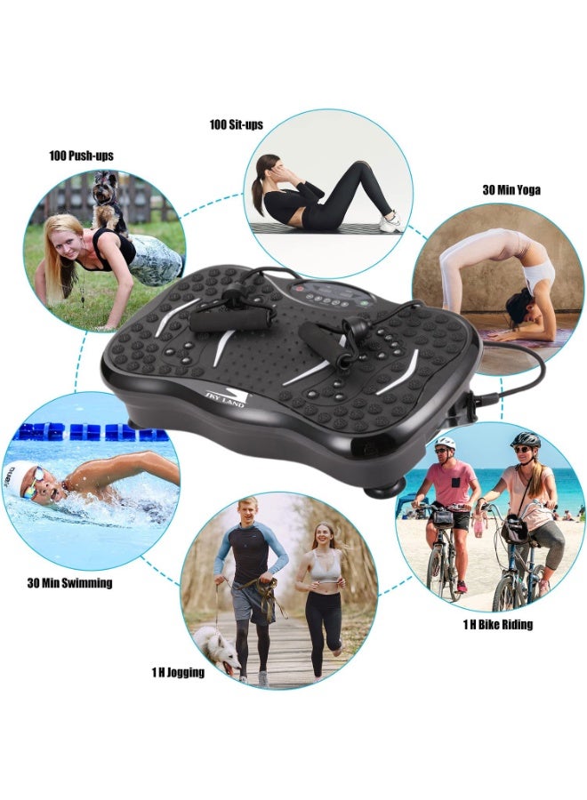 سكاي لاند لوحة اهتزازية - جهاز تمارين رياضية صغير لكامل الجسم | 1-120 مستوى سرعة | بلوتوث، جهاز تحكم عن بعد، شاشة LCD | أقصى وزن 120 كجم - أسود EM-1885 - Image 4