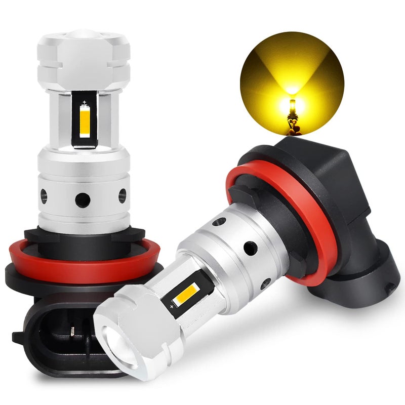 PHINLION H8 H11 LED Yellow Fog Light Bulbs 3800 Lumens Super Bright H11LL H16 LED Bulb Replacement for Car Truck DRL and Fog Lights 3000K Golden Yellow