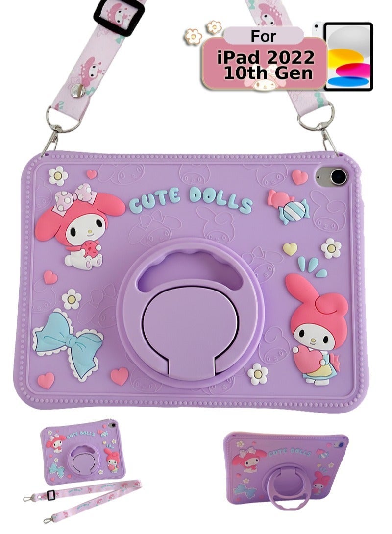 Cartoon protector for iPad 10th Generation Case Girls-10.9 inch Cases with Handle Stand Shoulder Cute Cartoon Girly Teens Tablet Cover for iPad 10th Gen 2022 - Image 1