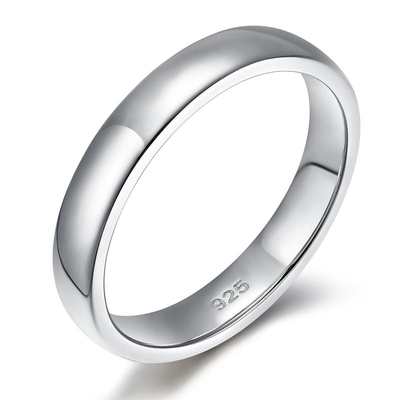 EAMTI 4mm 925 Sterling Silver Rings for Women High Polish Plain Dome Comfort Fit Size 12 - Image 1