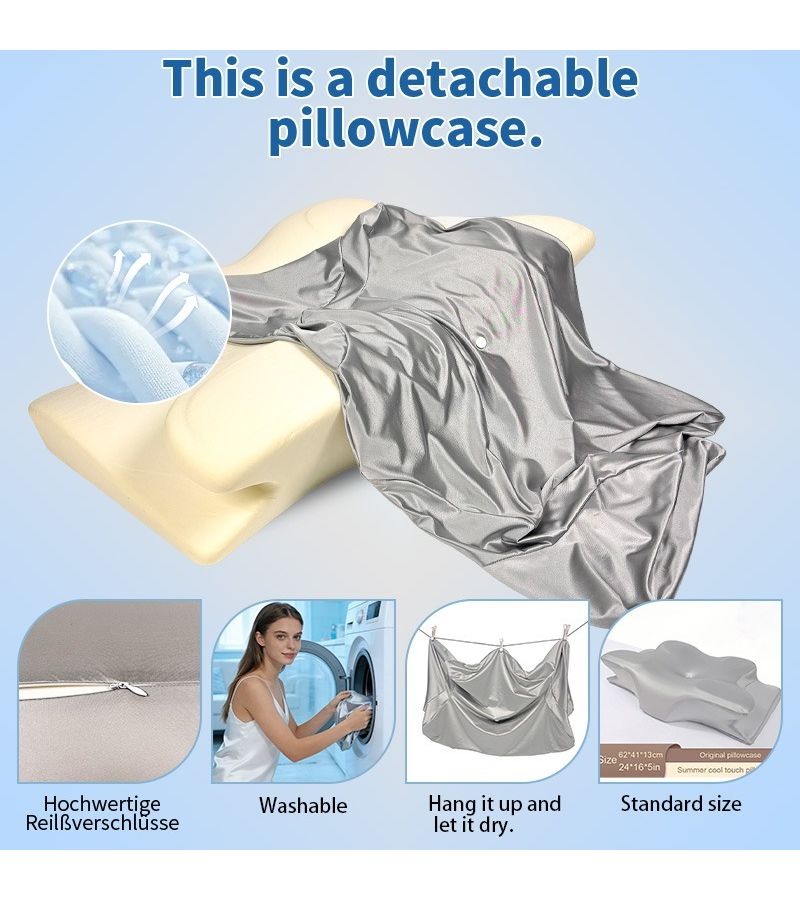 2pcs Silvery Red Advanced Cooling Fabric Pillowcases for 3D Orthopedic Contour Cervical Pillows Premium Temperature Control Moisture Wicking Breathable Replacement Covers Skin Friendly Hypoallergenic Fit for Hot Night Sleepers 15.75x23.62 Inch - Image 3