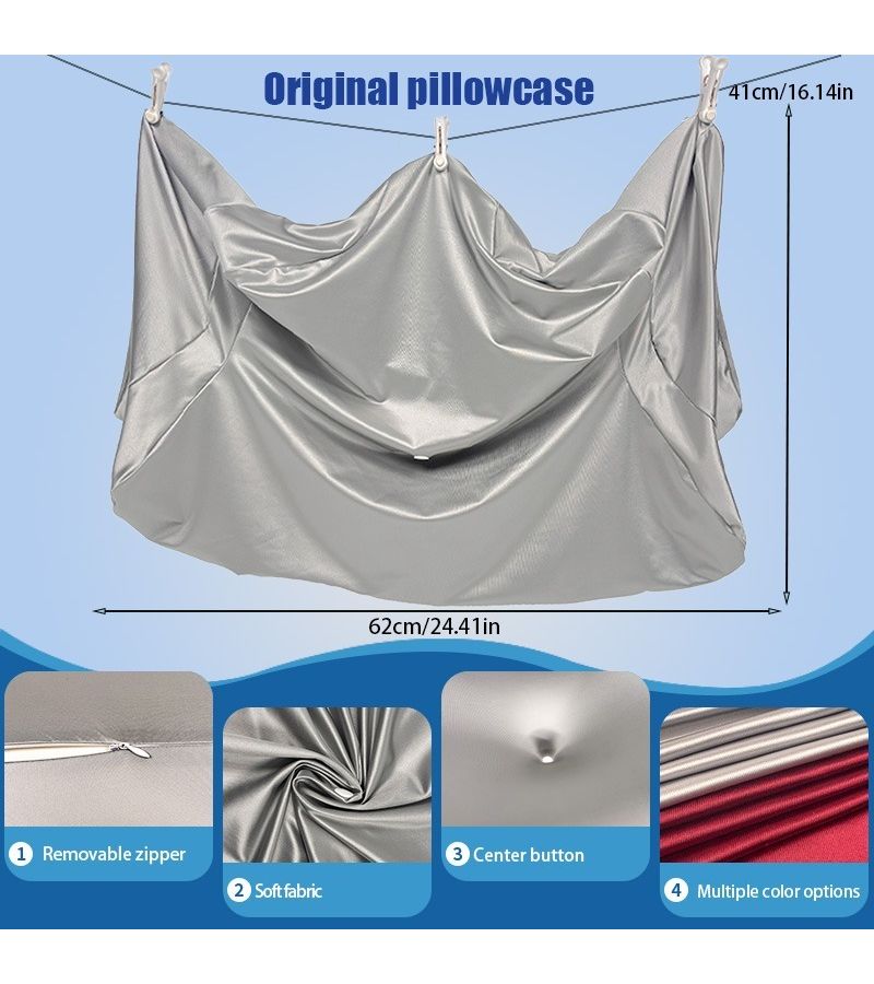 2pcs Silvery Red Advanced Cooling Fabric Pillowcases for 3D Orthopedic Contour Cervical Pillows Premium Temperature Control Moisture Wicking Breathable Replacement Covers Skin Friendly Hypoallergenic Fit for Hot Night Sleepers 15.75x23.62 Inch - Image 2