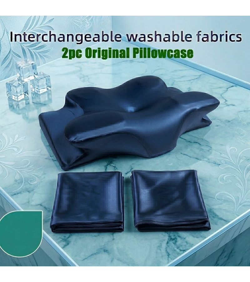 2pcs Silvery Red Advanced Cooling Fabric Pillowcases for 3D Orthopedic Contour Cervical Pillows Premium Temperature Control Moisture Wicking Breathable Replacement Covers Skin Friendly Hypoallergenic Fit for Hot Night Sleepers 15.75x23.62 Inch - Image 1