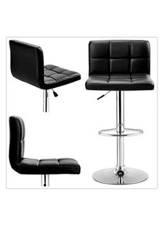 LANNYHOME Jeffcoco Furniture PU Leather Bar Stool High Chair Adjustable Bar Chair with Metal Base for Kitchen,Bar Counter (Black 1 piece))  - Image 5