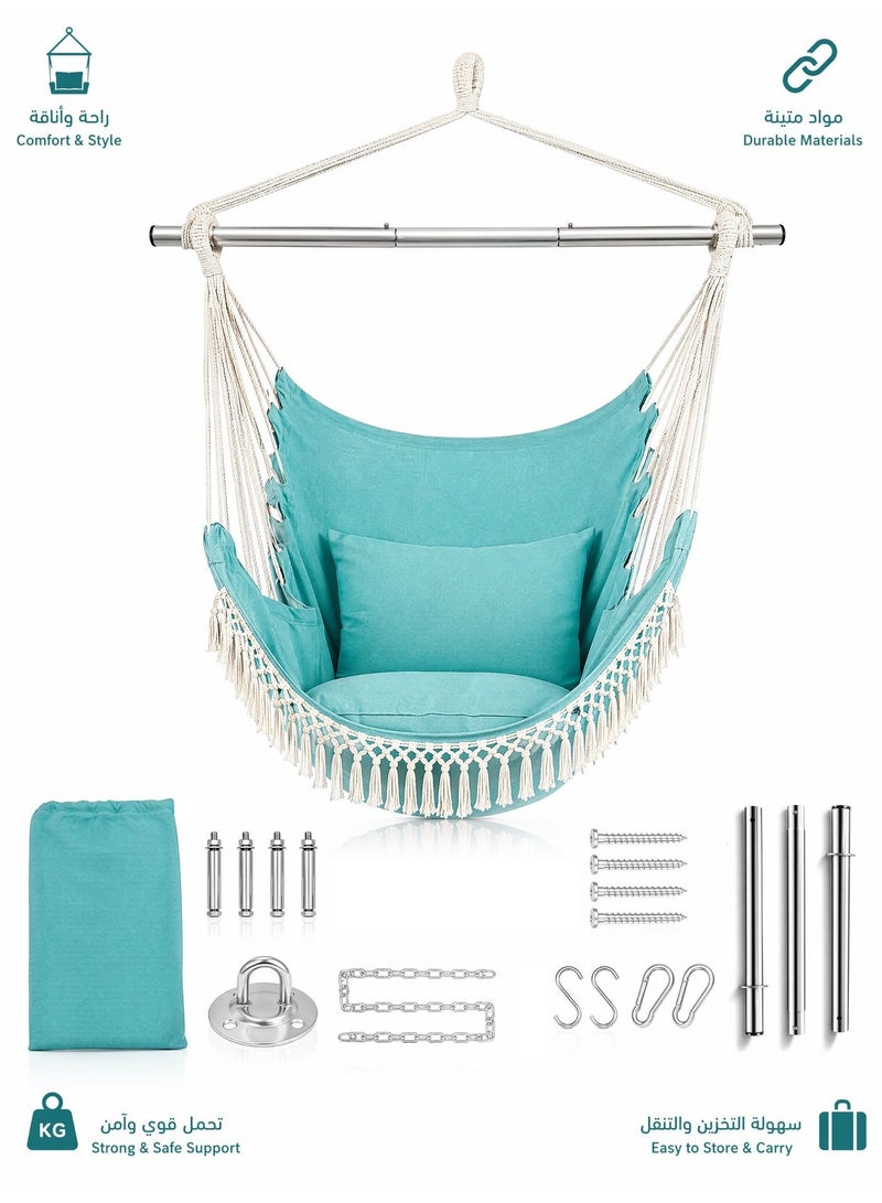 Vicalo Hanging Hammock Chair with Pocket, 330 lb Swing Chair - Image 1