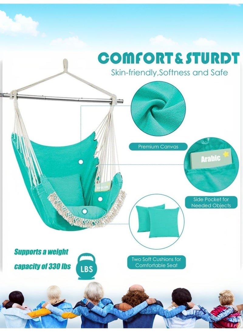 Vicalo Hanging Hammock Chair with Pocket, 330 lb Swing Chair - Image 5