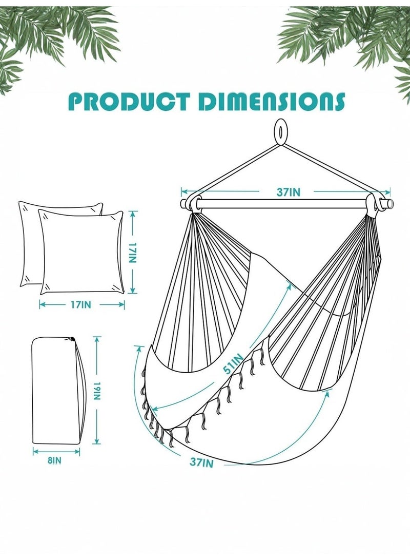 Vicalo Hanging Hammock Chair with Pocket, 330 lb Swing Chair - Image 4
