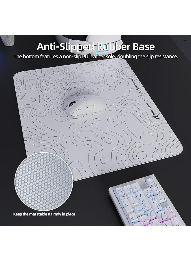 هجوم القرش CM05 Glass Gaming Mouse Pad,17.7x15.7 in Large Mouse Mat，Non Slip 9H Hard Mousepads,Nano-Textured Glass Surface with Improved Precision and Speed for FPS Players-White Contour - Image 5