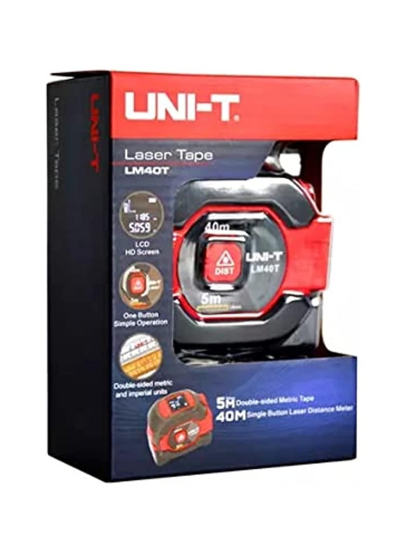 40 Meter Single Button Laser Distance Meter With 5 Meter Tape 2-In-1 Digital Distance Infrared Gauge Range Finder Tapeline Lcd Measuring Tape - Lm40T