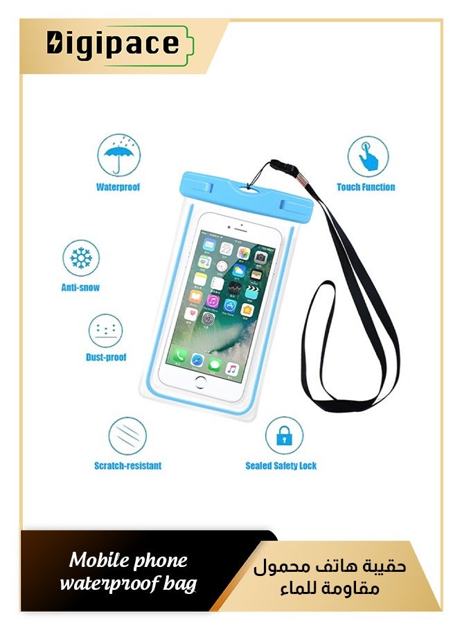 Digipace Universal Waterproof Phone Pouch, Lanyard Dry Bag Case, up to 16.5 cm, for Pool, Beach, Kayaking, Travel - Image 1