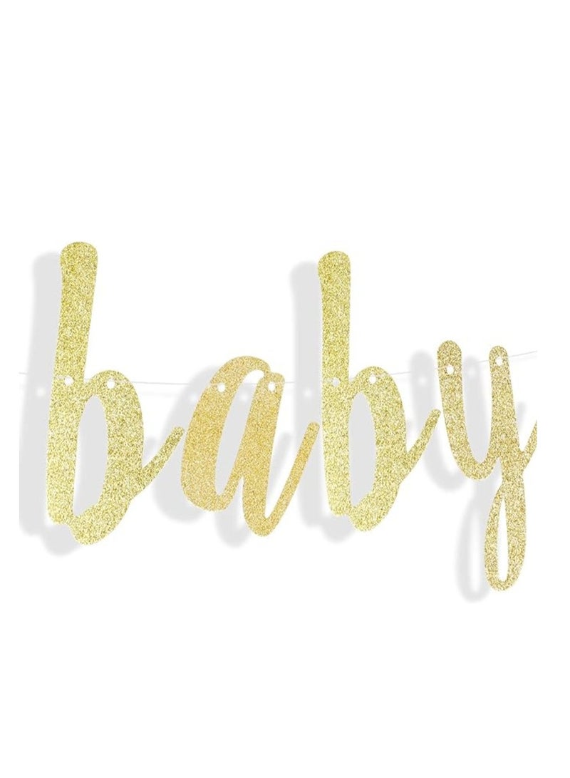 ThePartyPopper Sparkling Gold Glitter "Sweet Baby Girl" Bunting Banner for Baby Showers & First Birthdays - Image 3