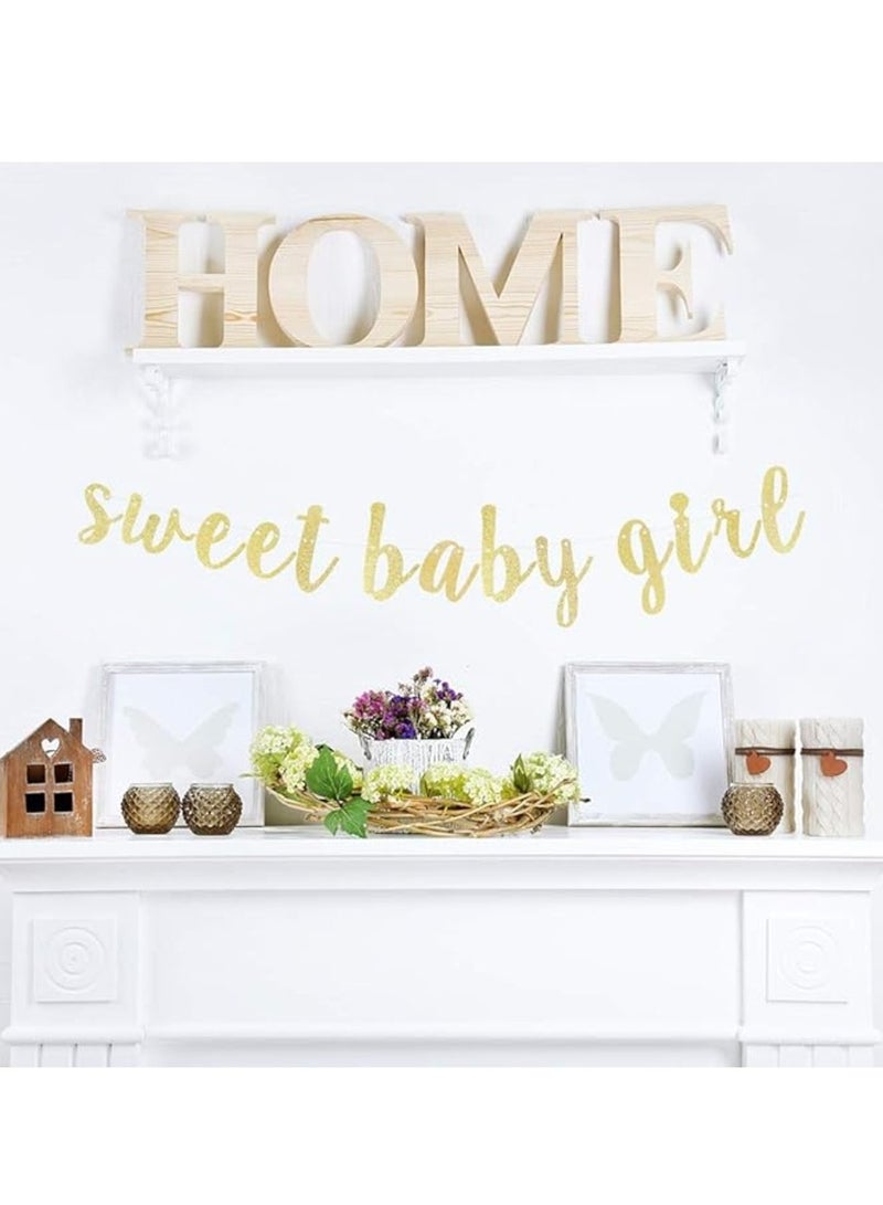 ThePartyPopper Sparkling Gold Glitter "Sweet Baby Girl" Bunting Banner for Baby Showers & First Birthdays - Image 5