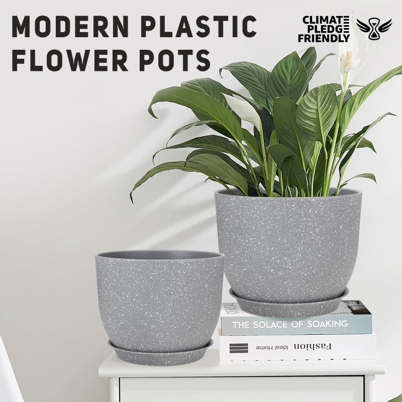 YNNICO Plant Pots 12/10/9 inch Set of 3, Flower Pots with Multi Mesh Drainage Holes, Large Planters for Indoor Outdoor Garden Plants and Flowers. (Gray) - Image 4