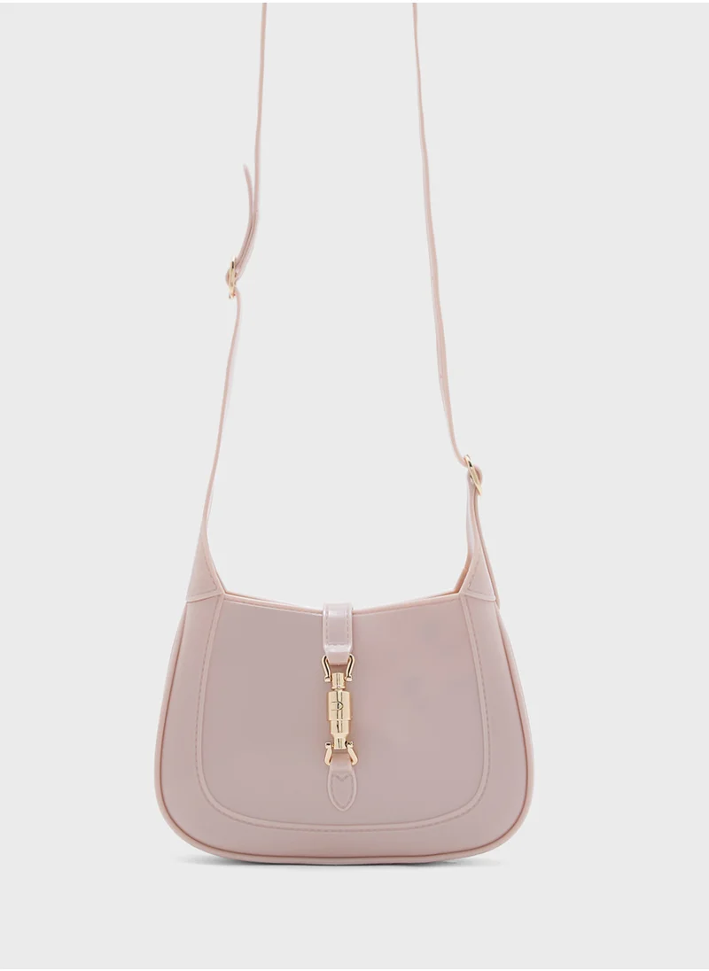 ايلا Metal Trim Patent Shoulder Bag