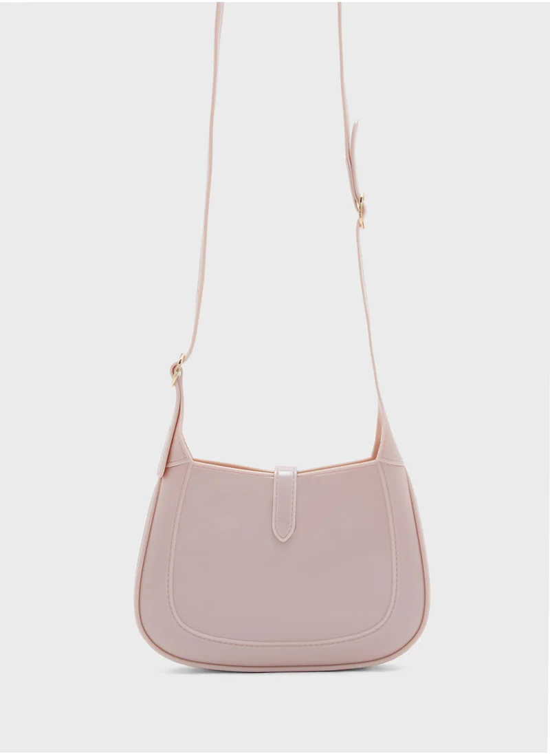 ايلا Metal Trim Patent Shoulder Bag