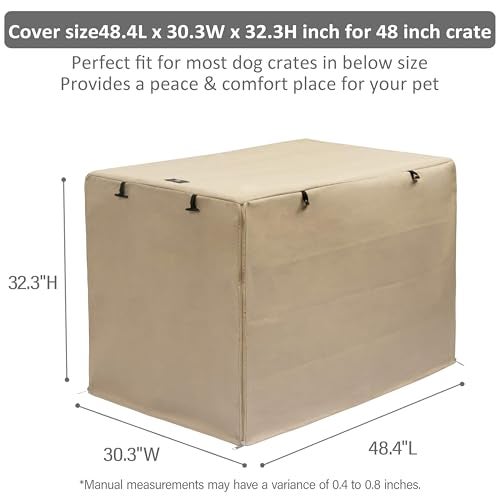 X-ZONE PET Double Door Dog Crate Cover - Polyester Pet Kennel Cover (Fits 24 30 36 42 48 inches Wire Crate) (48Inch, Tan) - Image 3