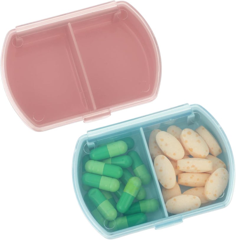 Sibba Pill Organizer Box Case 2 PCS Waterproof Travel Medicines Container Purse Essentials Small Cute Fish Oil Holder Supplements Mini Pillbox Dispenser Reminder Portable Pocket Pouch Accessories