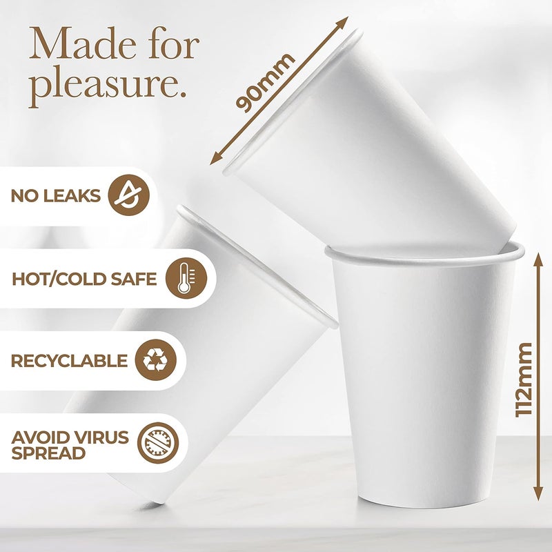 Shop Square Disposable Coffee Cups with Lids 12 oz (100 Pack) - Paper Coffee Cups for Hot & Cold Drinks, Tea, Hot Chocolate, Water - Image 3