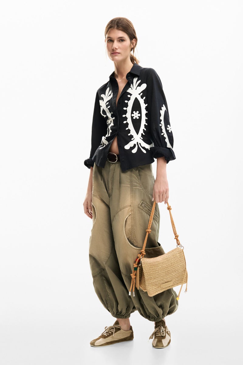 DESIGUAL حقيبة رافيا متوسطة الشكل مستطيل - Image 2