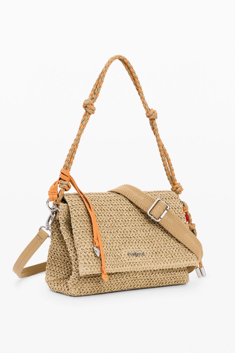 DESIGUAL حقيبة رافيا متوسطة الشكل مستطيل - Image 3
