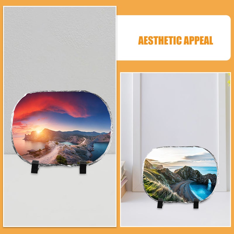 2 Set DIY Sublimation Heat Transfer Picture Frame Blank Photo for Sublimation Stone Photo Frame for Special Photos Natural Rock Decor - Image 5