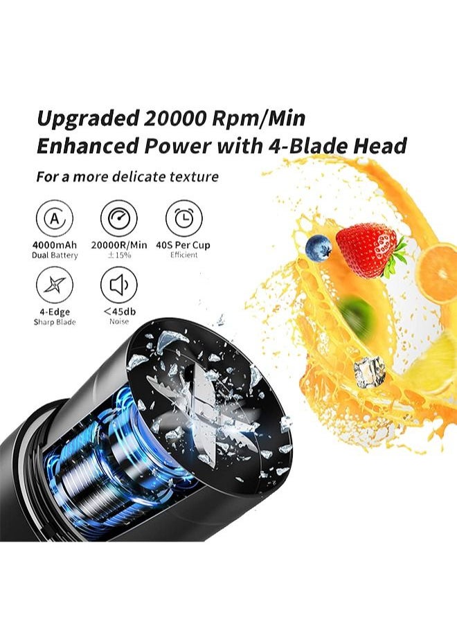 Zeemey - Portable Juicer,Rechargeable Type-C Personal Blender,Mini Blender with Ultra Sharp Four Blades,Perfect for Travel,Gym,Office (Black) - Image 1