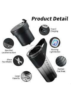 Zeemey Portable Juicer,Rechargeable Type-C Personal Blender,Mini Blender with Ultra Sharp Four Blades,Perfect for Travel,Gym,Office (Black)  - Image 3