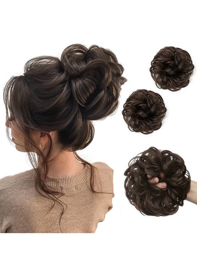 سارلا 2 قطعة كعكة الشعر الفوضوي خصلات شعر متموجة مجعدة صناعية أوبدو وهمية Scrunchies ذيل حصان تمديد للنساء بني داكن - Image 1