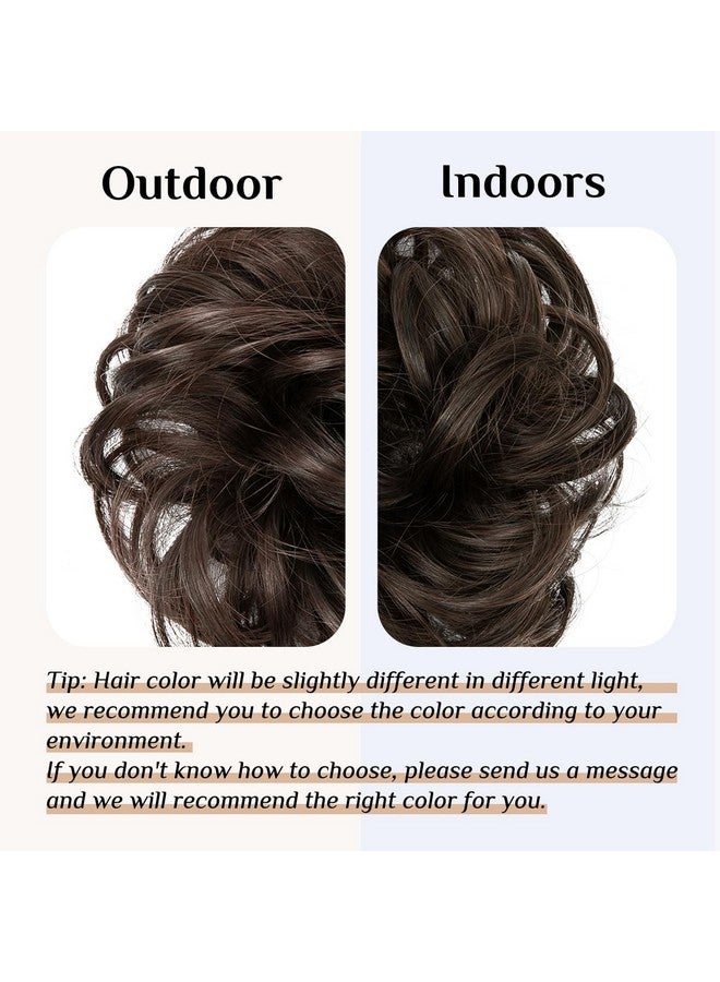 سارلا 2 قطعة كعكة الشعر الفوضوي خصلات شعر متموجة مجعدة صناعية أوبدو وهمية Scrunchies ذيل حصان تمديد للنساء بني داكن - Image 3