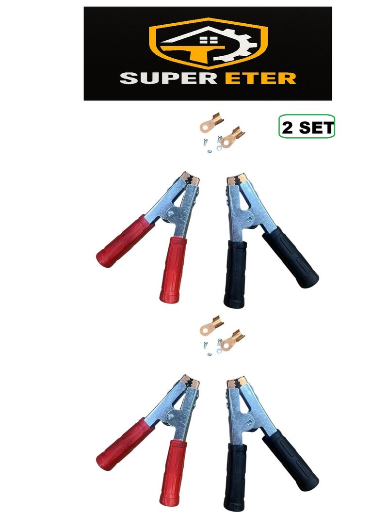 سوبر  ايتير 2 طقم مشابك بطارية SUPER ETER بقطبين الموجب (الأحمر) والسالب (الأسود) نوعية ممتازة وثقيلة رأس اشتراك بطارية تمساح احترافي نحاس عالي التوصيل لشحن بطاريات السيارات والأجهزة الكهربائية موديل 10005387 - Image 1