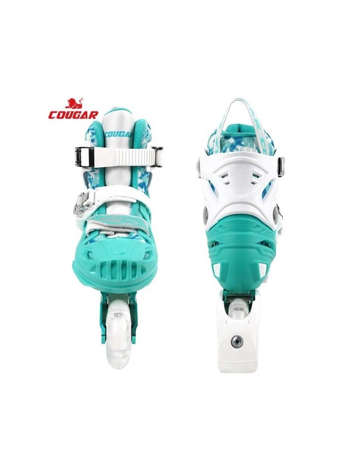 Cougar Cougar 315 Adjustable Roller Skate Shoes with 4 Light Up PU Wheels for Outdoor and Indoor Boys Girls, Beginners and Adults, Color: Green; Size: 36-39  - Image 3
