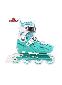 Cougar Cougar 315 Adjustable Roller Skate Shoes with 4 Light Up PU Wheels for Outdoor and Indoor Boys Girls, Beginners and Adults, Color: Green; Size: 36-39  - Image 1