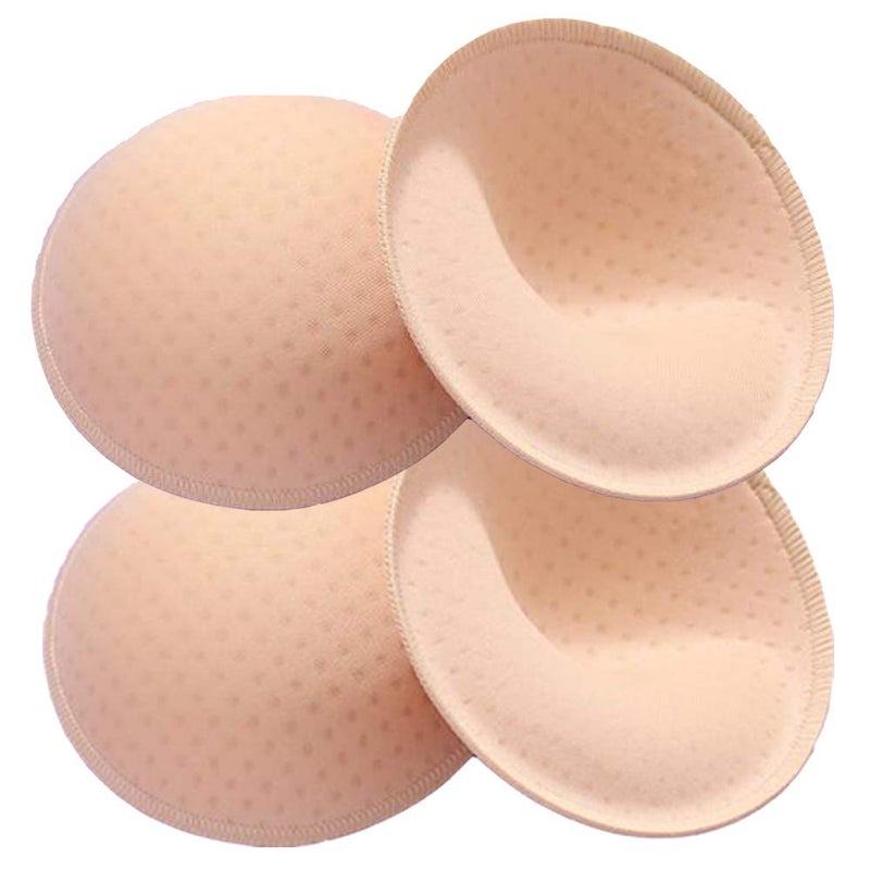 ONDY Bra Insert Pads 2 Pairs, Round Breast Enhancers,Invisible Bra Push Up Pad for Yoga Sports Bra (C/D) Beige - Image 1