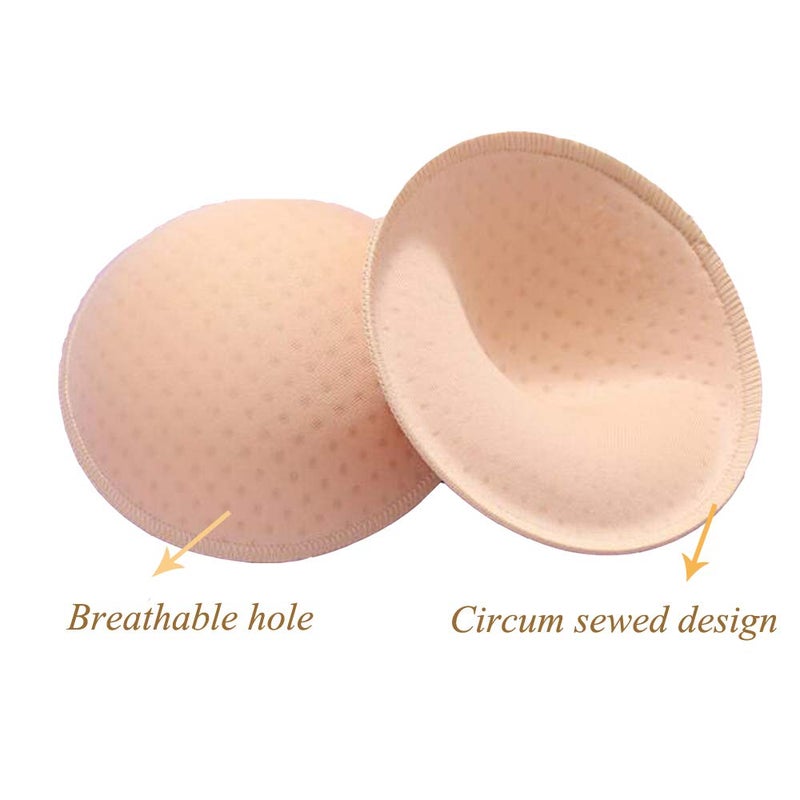ONDY Bra Insert Pads 2 Pairs, Round Breast Enhancers,Invisible Bra Push Up Pad for Yoga Sports Bra (C/D) Beige - Image 2