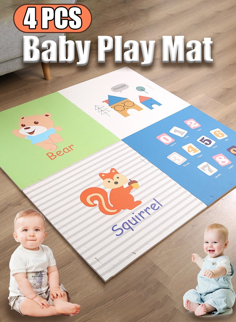 Baby Play Mat,4 Pcs Soft EVA Baby Play Mat – Alphabet Puzzle Floor Mat for Kids, Tummy Time & Crawling Mat, Double-Sided Water-Resistant Foam Mat for Infants & Toddlers, Indoor & Outdoor Use, 60×60cm - Image 1