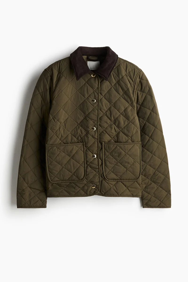 H&M Quilted corduroy-collar jacket