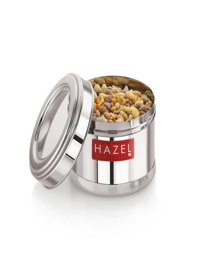 HAZEL Masala Box For Kitchen With Airtight Lid | 300 Ml Stainless Steel Top See Through Storage Containers For Kitchen Air Tight, Set Of 2, Silver - Image 2