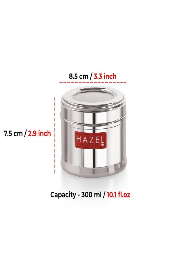 HAZEL Masala Box For Kitchen With Airtight Lid | 300 Ml Stainless Steel Top See Through Storage Containers For Kitchen Air Tight, Set Of 2, Silver - Image 4