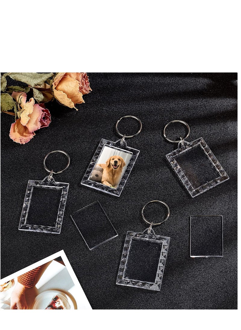 SYOSI - Acrylic Photo Frame Keychain Holder 30 Pieces DIY Photo Insert Keychain Clear Wave Style Acrylic Picture Keychains Frame Key Chain Snap-In Custom Insert Photo Keyring for Family Couple Pet Dog - Image 1