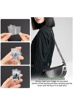 SYOSI Acrylic Photo Frame Keychain Holder 30 Pieces DIY Photo Insert Keychain Clear Wave Style Acrylic Picture Keychains Frame Key Chain Snap-In Custom Insert Photo Keyring for Family Couple Pet Dog  - Image 3