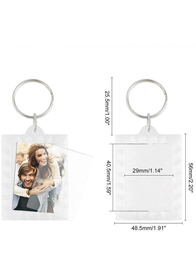 SYOSI - Acrylic Photo Frame Keychain Holder 30 Pieces DIY Photo Insert Keychain Clear Wave Style Acrylic Picture Keychains Frame Key Chain Snap-In Custom Insert Photo Keyring for Family Couple Pet Dog - Image 1