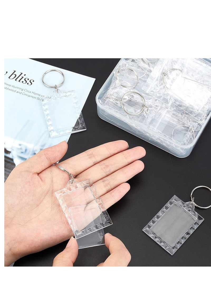 SYOSI Acrylic Photo Frame Keychain Holder 30 Pieces DIY Photo Insert Keychain Clear Wave Style Acrylic Picture Keychains Frame Key Chain Snap-In Custom Insert Photo Keyring for Family Couple Pet Dog  - Image 2