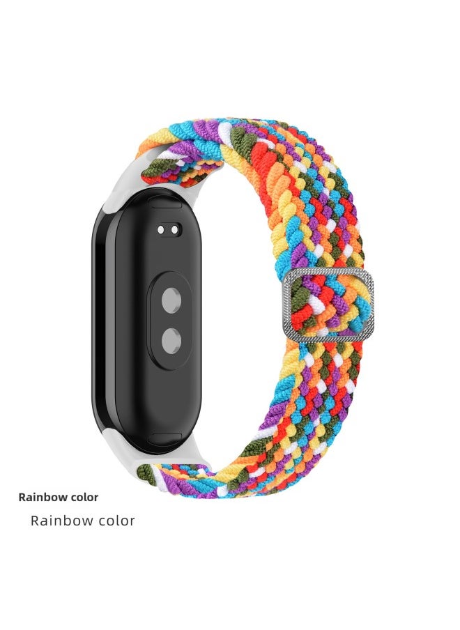 Generic - Suitable For Mi Band 9 Strap Woven Slide Button Adjustable Wristband Mi8 Special Nylon Replacement Band Fashion Bracelet-Color:Mi 9/8-colorful Green [woven Slide Buckle Style] - Image 1