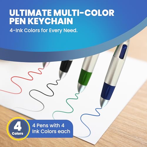LUCKBOOSTIUM 4-in-1 Multi-Colored Ballpoint Pens: Keychain with Carabiner, Badge Reel & Belt Clip. Ideal Gift for Teachers, Nurses, Students, Moms & Colleagues for Teacher Appreciation & Mother's Day - Image 2
